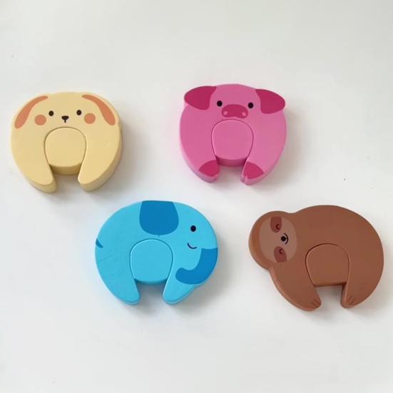 Door Pinch Guard Cute Animal Designs Door Slam Stopper with Adhesive Shock Absorption Wall Protector Door Stopper for Baby Safety