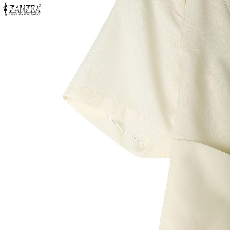 ZANZEA Women Elegant V-Neck Casual Short Sleeve Dress