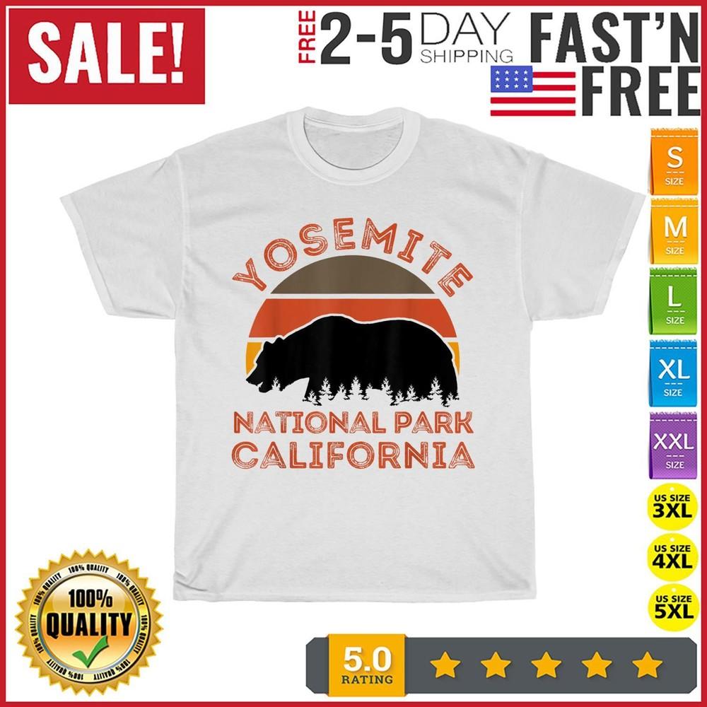 Yosemite National Park California Bear Hiking Nature Vintage T Shirt Men Women