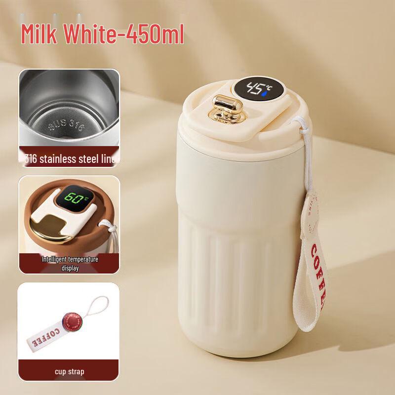 MRSIKEY Portable Insulated Coffee Cup with Temperature Display
