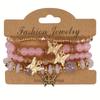 4Pcs Bohemian Butterfly Beaded Bracelets, Crystal Zinc Alloy Pendant, Ladies Daily Party Jewelry
