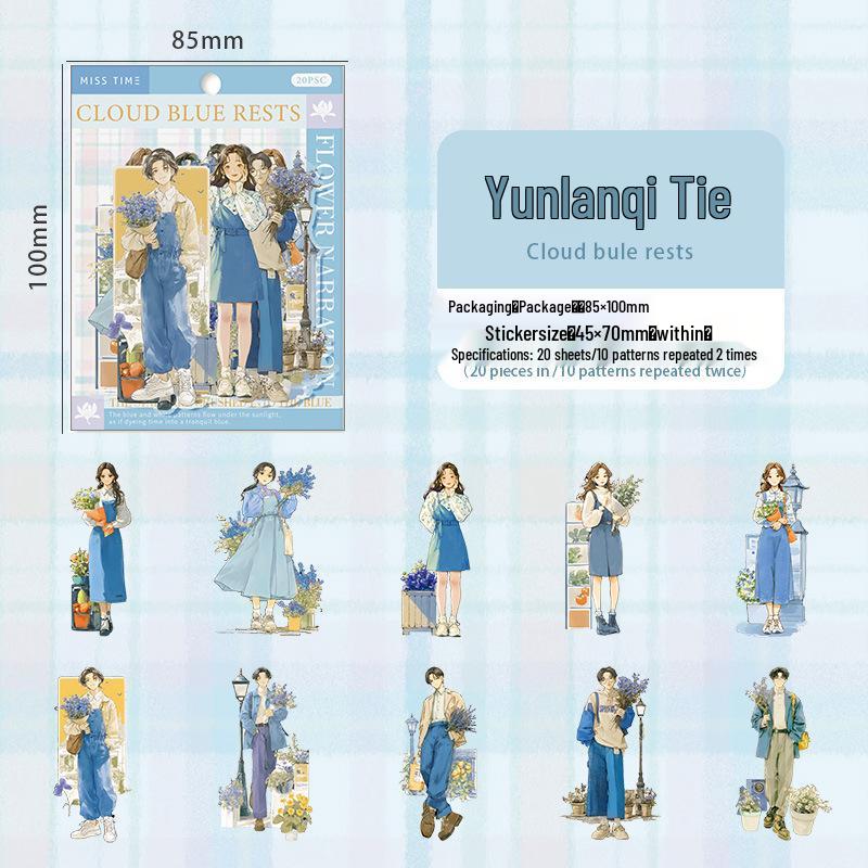 Huaxu Xiaoyu Series Sticker Pack: Retro Character Themes for Journals, 20 Sheets, 6 Styles