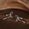 2024 New Luxe Bow Earrings: High-End 925 Sterling Silver Studs for Women