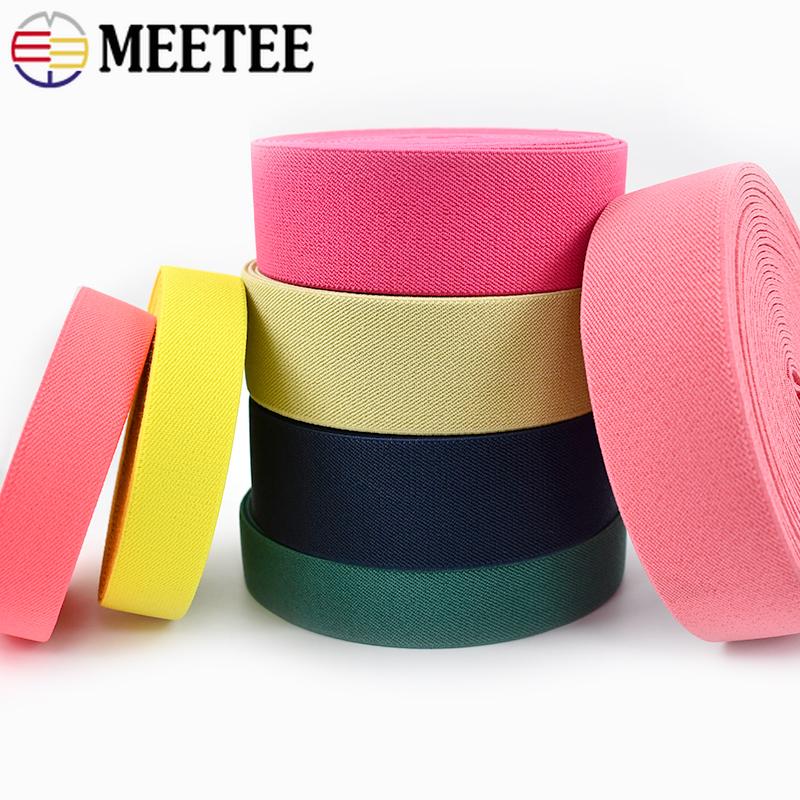 Meetee 2/4M 25-40mm Elastic Band Color Rubber Stretch Webbing Strap for Waistband Bra Backpack Sewing DIY Garment Accessories