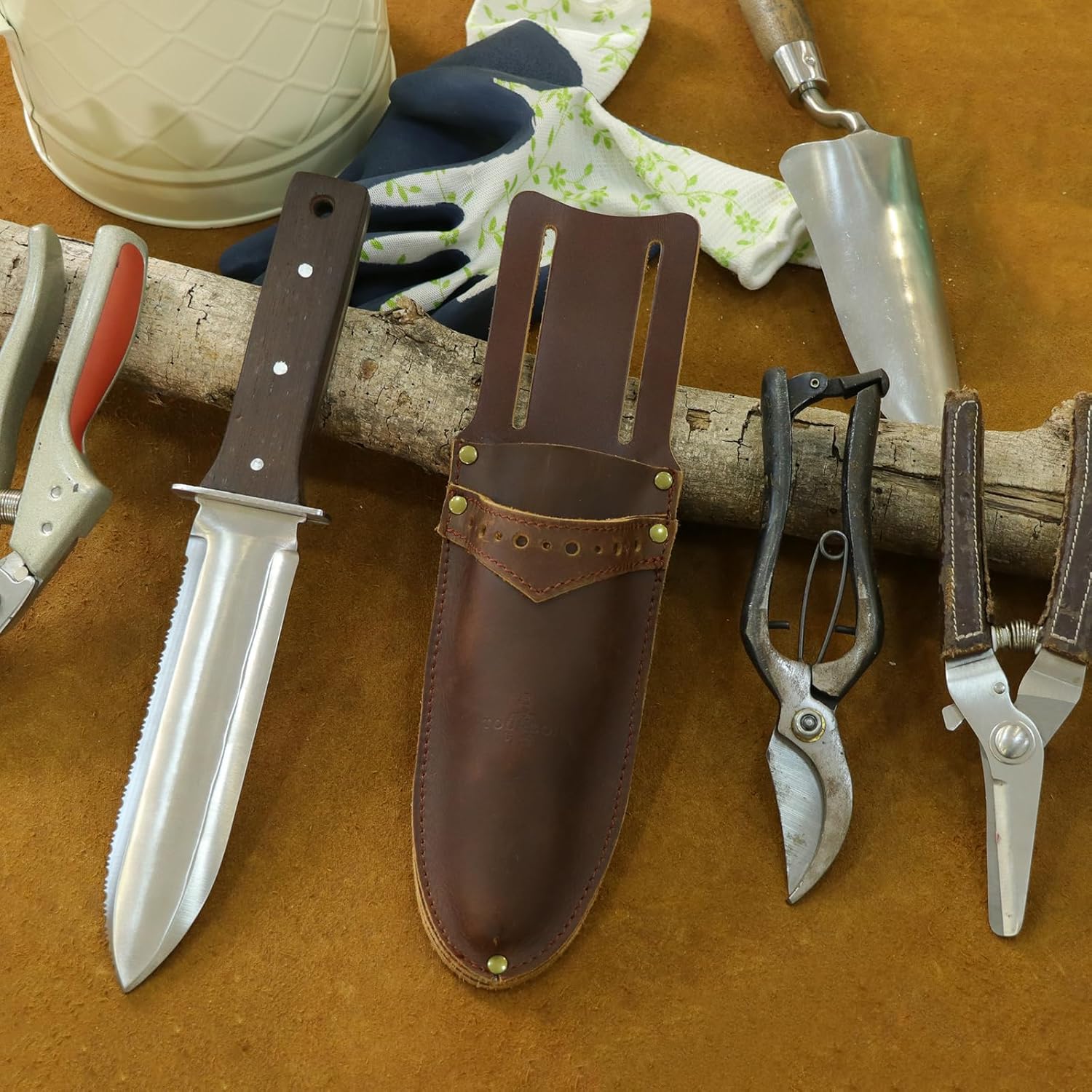 

Tourbon Leather Garden Pruning Shears Folding Saw Double Holster Gardening Soil Sheath Pouch Multipurpose Tool Holder for Belt