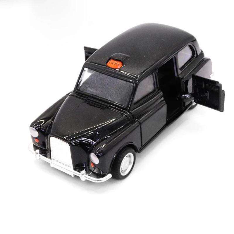 1:32 Alloy Diecast Vintage London-Taxi Car Model Doors Open Classic Pull Back Miniature Vehicle Replica For Collection Gift