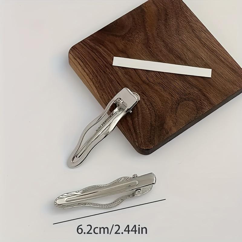 8pcs Elegant Silvery Hair Clips Set Wave Star Geometric and Teardrop Shapes Stylish Bangs and Forehead Clips for Casual Attire