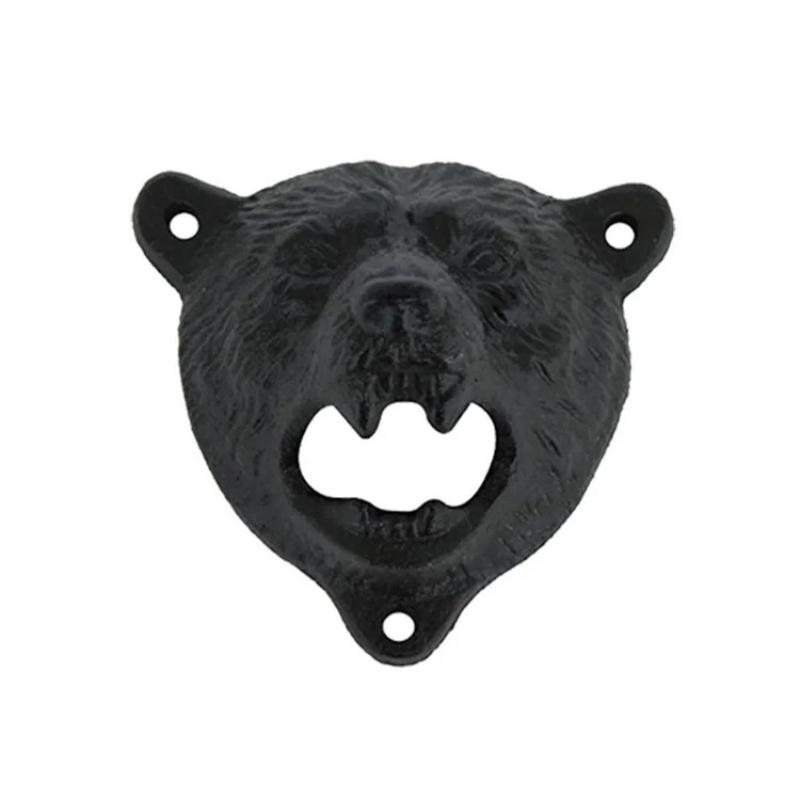 1 st Kreativ gjutjärnsbjörnhuvud flasköppnare väggmonterad ölöppnare för bar restaurang Hållbar fast väggöppnare