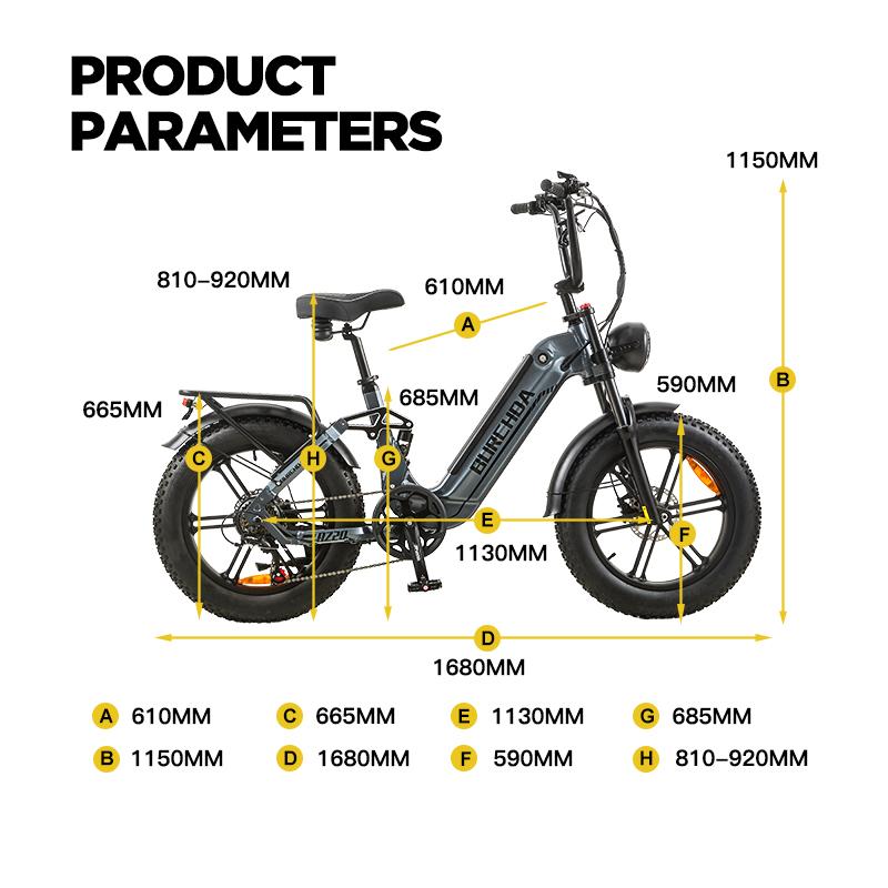 BURCHDA NEW AZ20 1000W 45km/h 20-inch electric bike, 48V 20Ah lithium battery, Ebike 4.0 Fatbike for adults