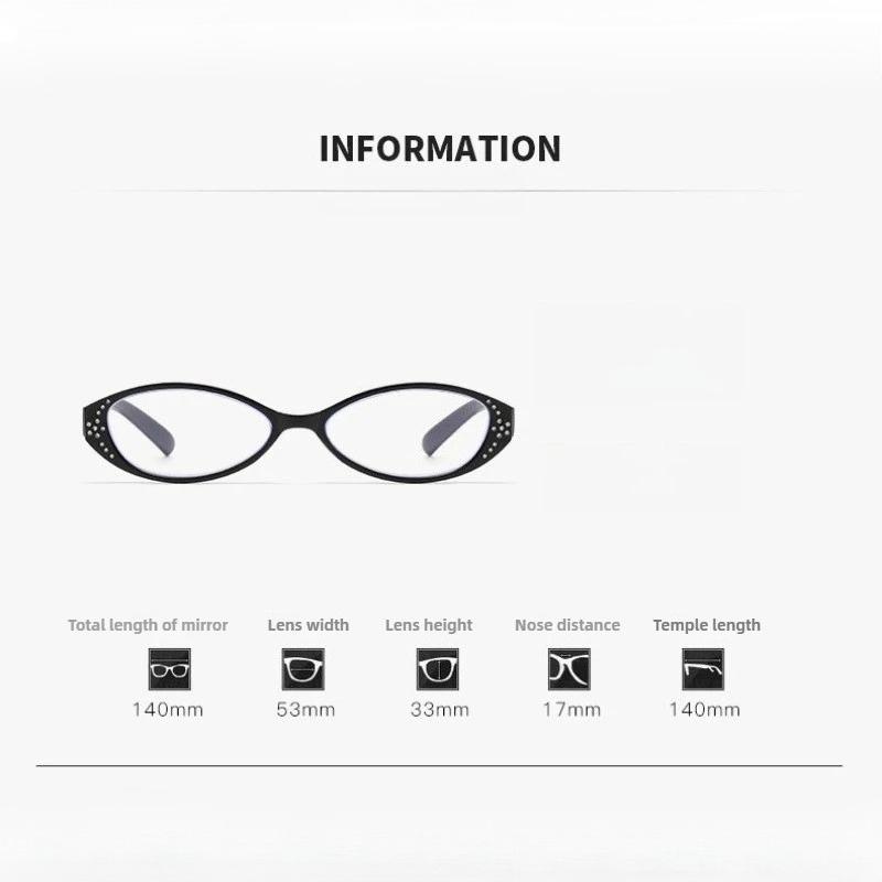 Classic Fashion Oval Small Frame Presbyopia Glasses Exquisite Sparkling Diamond Hd Blue Light Blocking Reading Glasses