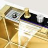 Golden Stainless Steel Kitchen Sink Double Waterfall Digital Display Sink Embossed Large Single Slot Multi-functional Wash Basin