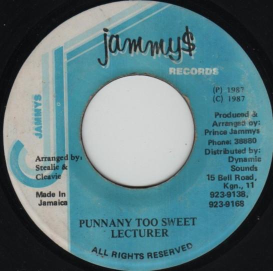 

7inch Record LECTURER Punnany Too Sweet NONE Jammys Records 1987 Jamaica Reggae Ska Dub Used