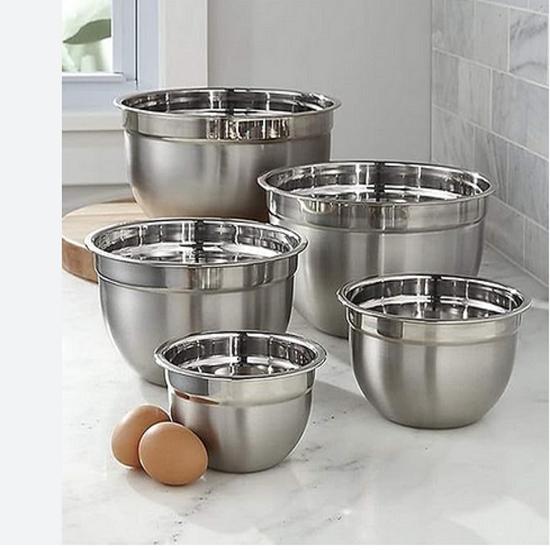 

@ Stainless Steel 5 Pcs Bowl Set with Lid Mirror Finishing Classic 2142 Gm
