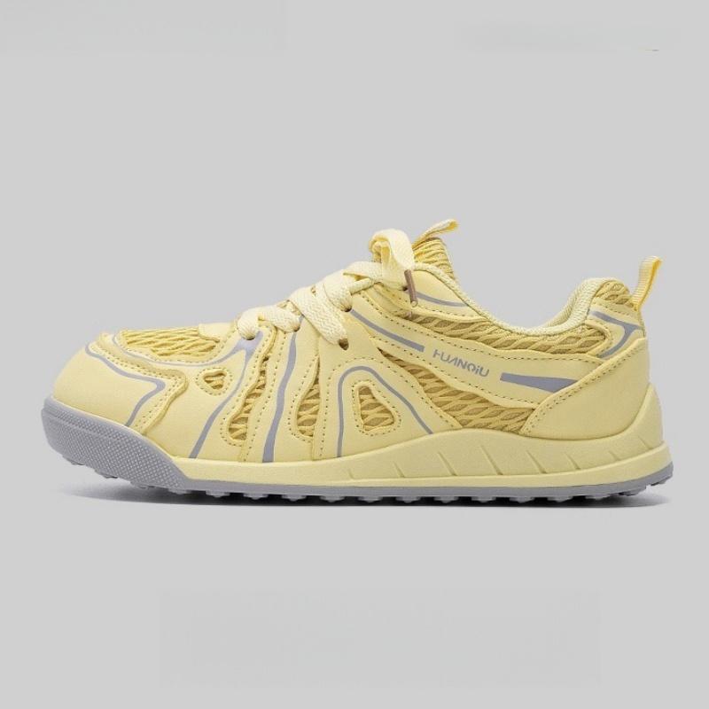 

Fashion Korean Style Women Sneakers 2025 New Mesh Breathable Casual Thick Bottom Heightenning Shoes Trainning Sneakers 35 жёлтый