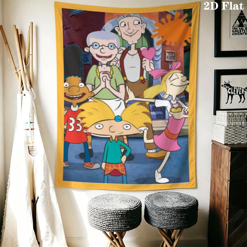 Hey Arnold Wall Tapestry Aesthetic Wall Hanging Printed Fabric Blanket Decorative Tapestries for Bedroom Living Room Home Decor