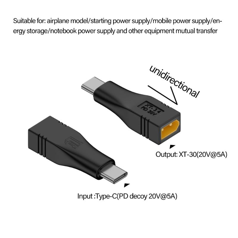 High Efficiency XT30 / XT60 /Type C Male Female Fast Charge Adapter for Quick Charging Drones and Electronics