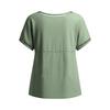 Women Casual Round Neck Shirt Hollow Out Patch Short Sleeve Top Lightweight Loose Fit Blouse for Everyday Wear
