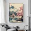 Japanese Vintage Posters Crane Mount Fuji Prints Lake Fishing Lotus Flower Canvas Painting Wall Pictures Home Living Room Decor