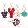 Lobster Beaded Pendant Pretty Hand Sewn Bag Charms Crab Shells Turtle Hanging Rope Patches Applique Bag Lanyard