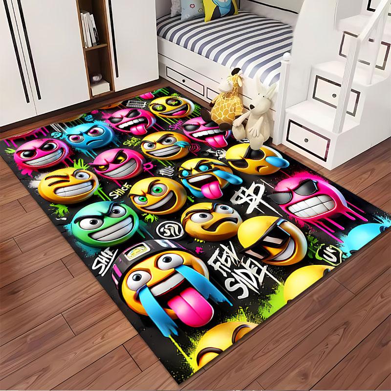 Colorful Graffiti Emoji Faces Suitable As a Non-slip Mat for the Living Room or Bedroom Sofa