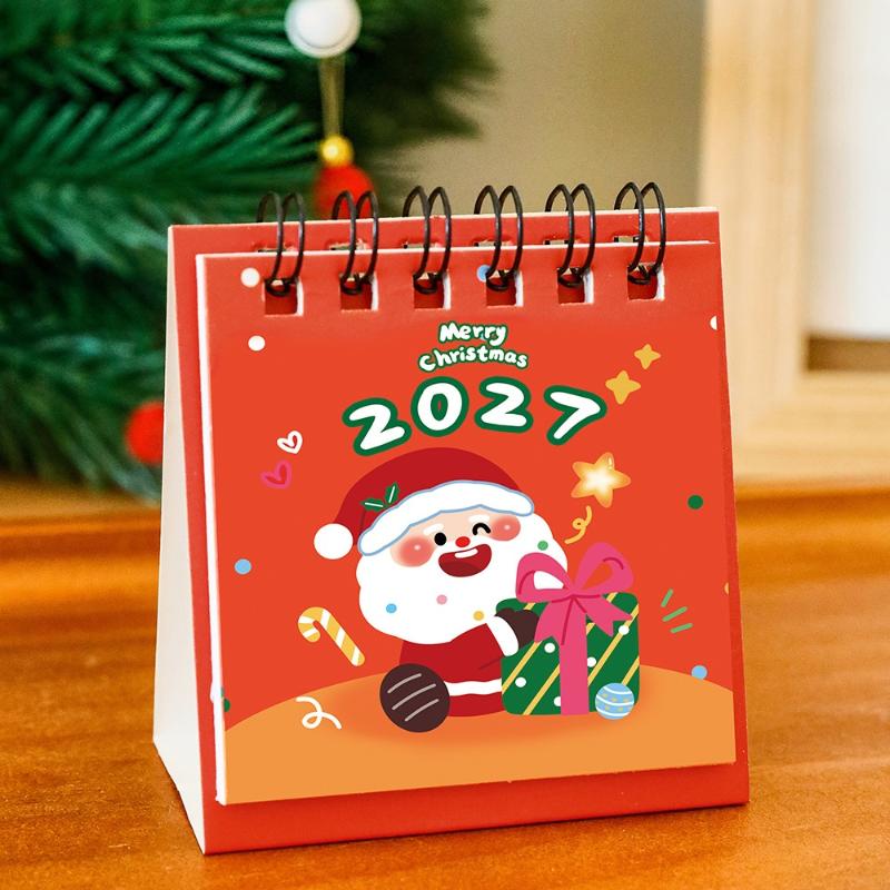Creative Christmas 2027 Desk Calendar Cartoon Portable Schedule Planner Coil Binding Daily Planner Desktop Decoration