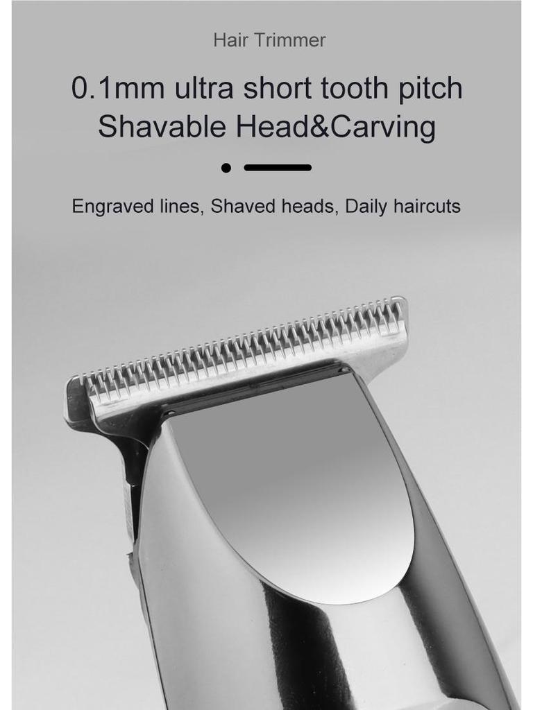Slicked Back Digital Hair Clipper: Fast-Charging, LCD Display, Compact Stainless Steel Electric Trimmer