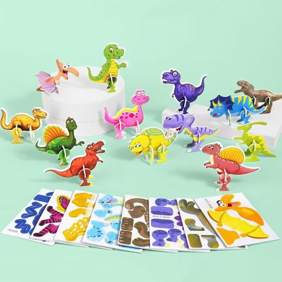 100 Teile/satz Kinder 3D Cartoon Puzzle Tier Dinosaurier Flugzeug Lernen DIY 3D Jigsaw Puzzle Pädagogisches Montage Spielzeug Kleinkinder Jungen Mädchen Geschenk