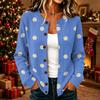 Women's Casual Polka Dot Print Long Sleeve Knit Cardigan Button Front Sweater Coat for Fall