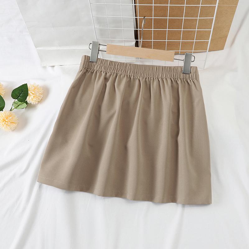 

VONDA Women Back Elastic Patchwork Solid Color Casual Thin Mini A-Line Skirts