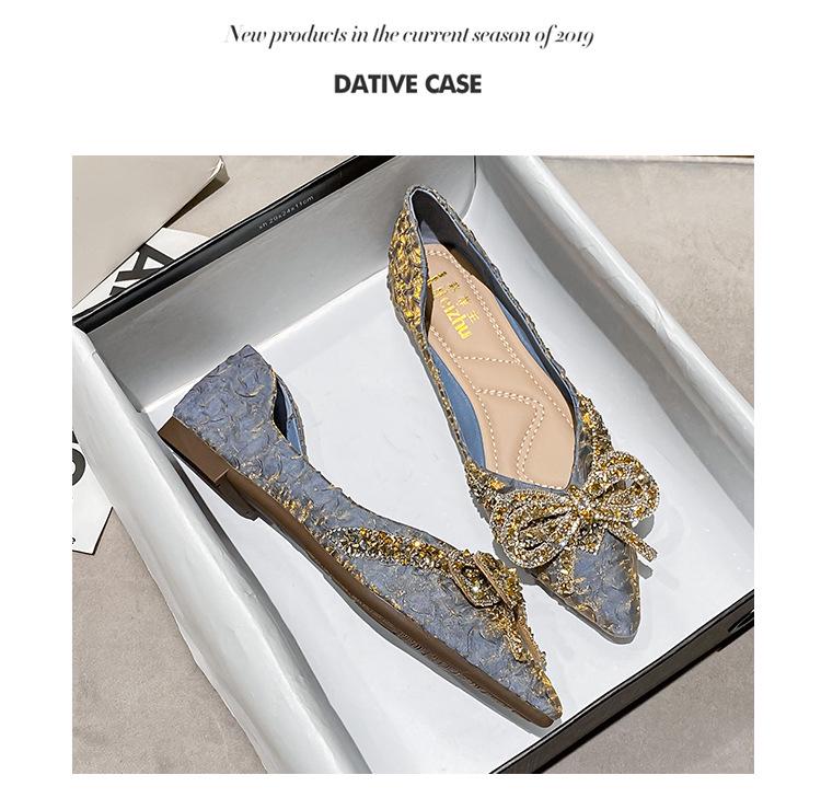 Plus Size Women's Rhinestone Pointed Toe Loafers (Sizes 41-43) - 2022 Flat Fashion Style