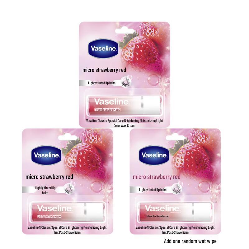 Vaseline Classic Strawberry Red Tinted Lip Balm (3-Pack)