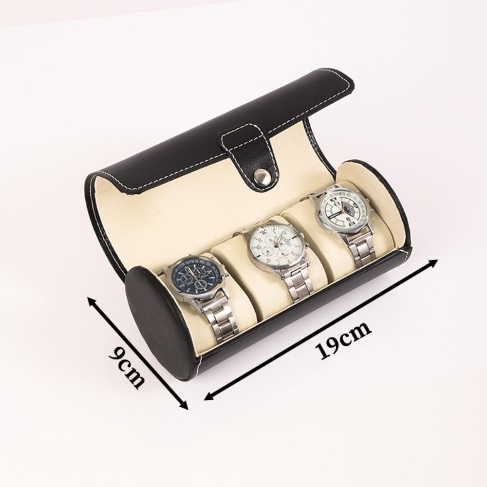3 Grids Cylinder Watch Storage Box Removable Pillows Watch Organizer Watch Display Case Travel
