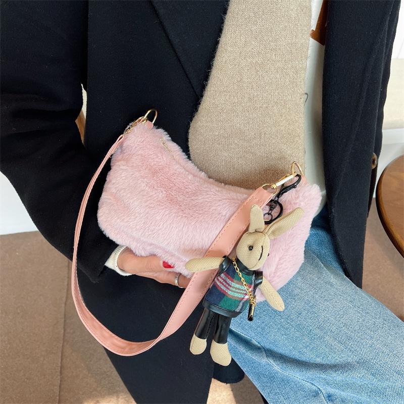 Women'S Bag Messenger Bagnewest Bag Female Ins Niche Chain Bag Messenger Bag Plush Small Square Bag Women Handbags And Purse