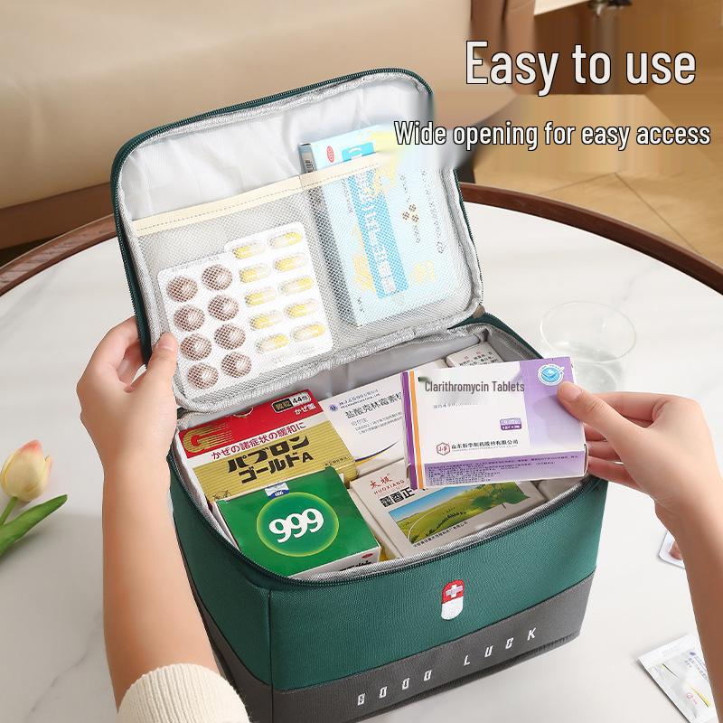 High-Capacity Portable First Aid & Medicine Bag for Home and Travel
