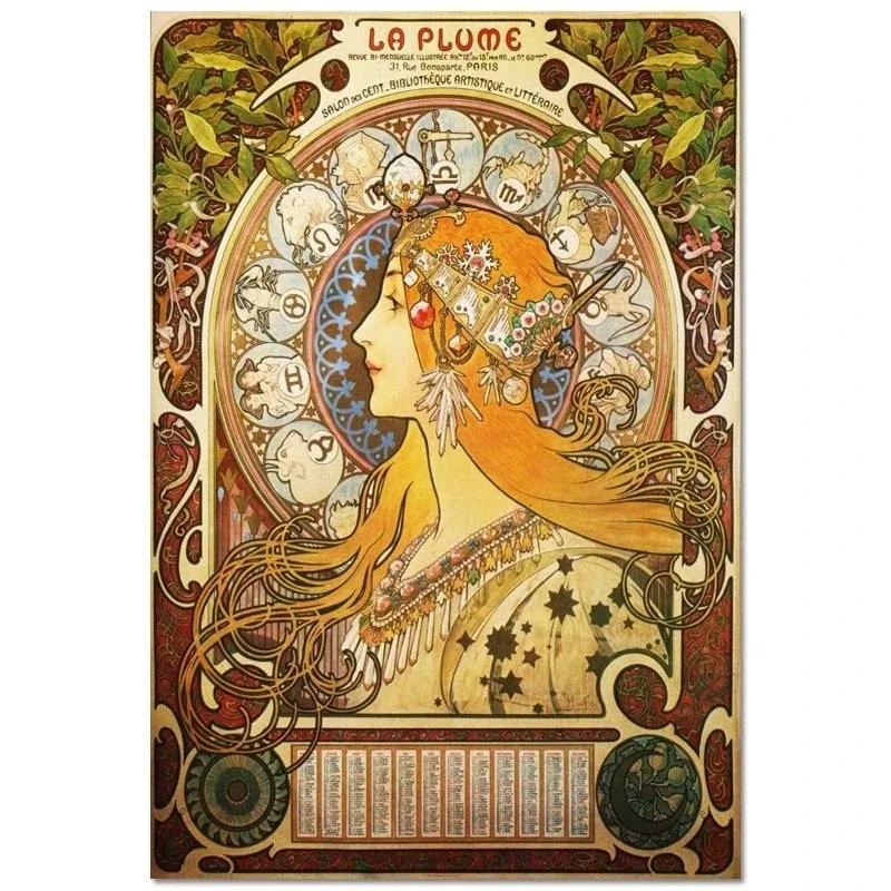 Alphonse Mucha Affisch Pinup-flickor Metallplåtskylt Konst Målning Dekorativa Väggplåtar För Bar Café Vardagsrum Hem Väggdekor