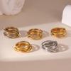 Luxury Zircon Multilayer Stackable Finger Ring Wedding for Women 2025 Statement Two Color Stainless Steel Rings Stack Zircon