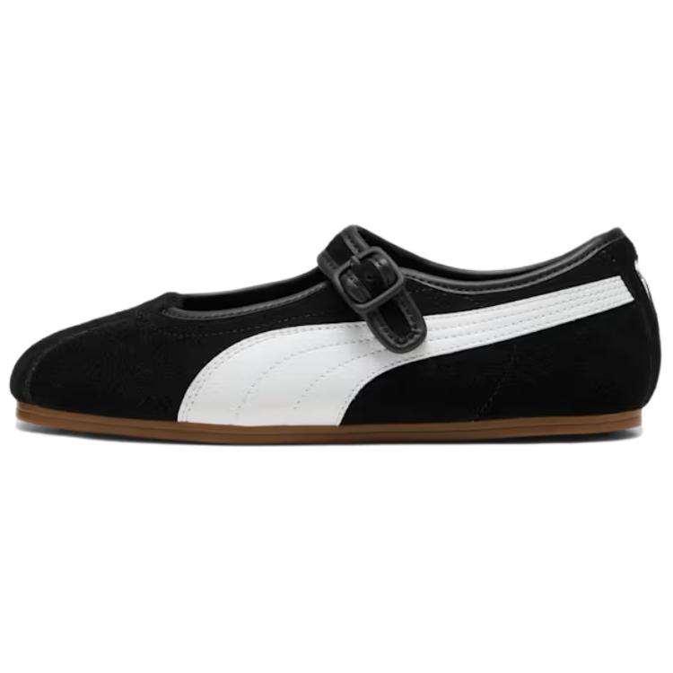 Puma Women's Black/White Tacklette Leather Comfortable Versatile Flat Mary Jane Shoes Shoes 408550-01 Cm