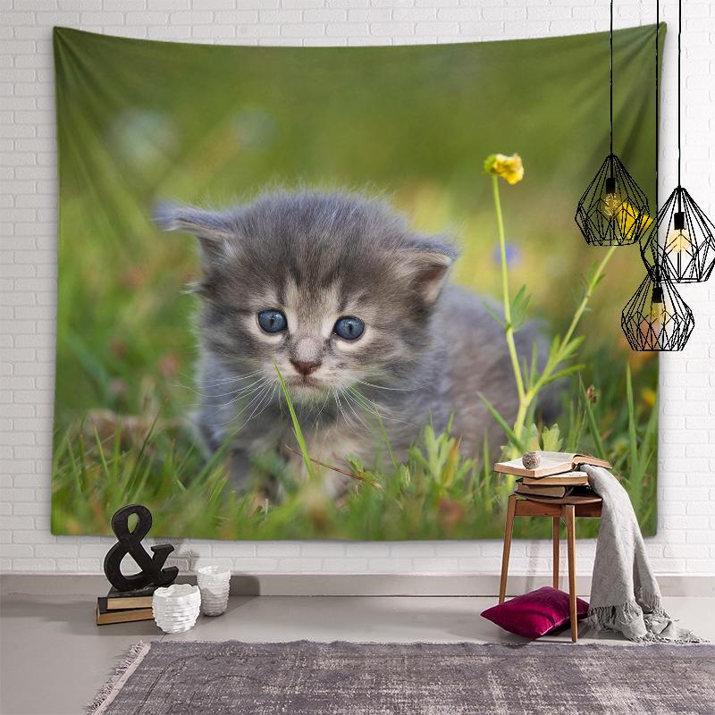 

Гобелен с милым котом, фон, настенное художественное украшение, настенное украшение для спальни, общежития, Kawaii, украшение для дома 230X150CM