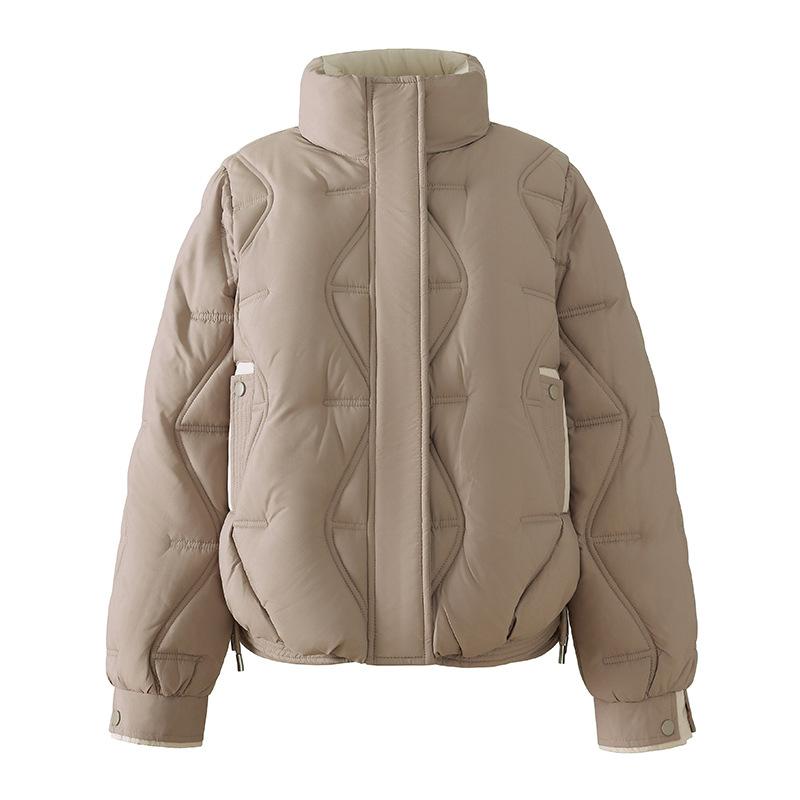 Women’s Short Stand Collar Windproof Thin Slim Winter Jacket