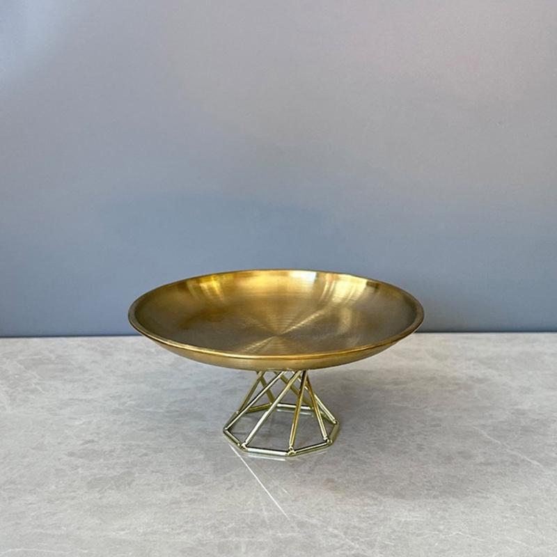 Elegant Stainless Steel Serving Tray High-foot Storage Plate Desktop Decoration Food Presentation Dish for Coffee Table