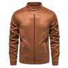 Men's Solid Color Zipper Jacket Men's Casual Suede Workwear Jacket