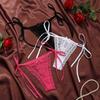 Female Lingerie Straps Mesh Floral Panties Adjustable Waist Strap Bow Mesh Sheer Lace Thong  Lady