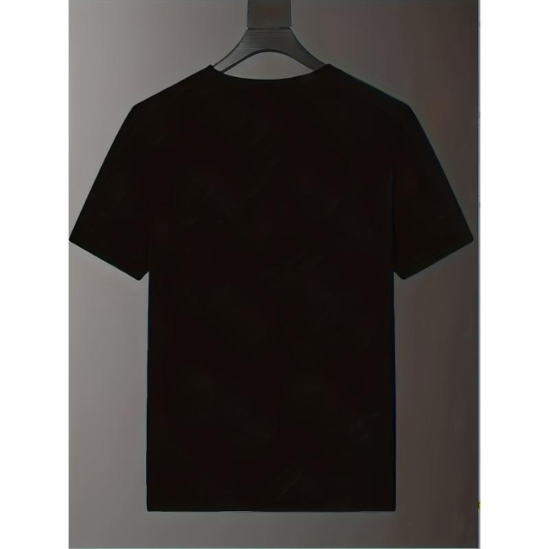 European sizes Men's Helvetica Print T-Shirt - Minimalist Casual Round Neck Short Sleeve Tee with Iconic Font