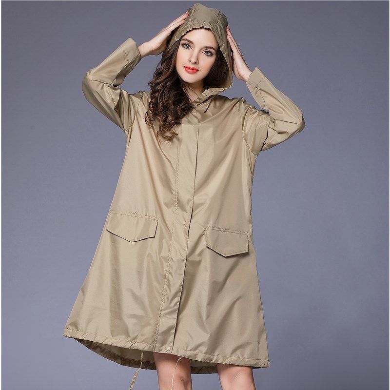 Damen Fastion grün karierter langer Regenmantel, wasserdichte Regenjacke, Mantel, Wander-Windjacke