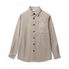 Unisex Casual Loose Fit Long Sleeve Cotton Shirt Fall Solid Color Wrinkle Resistant Pocket Detail