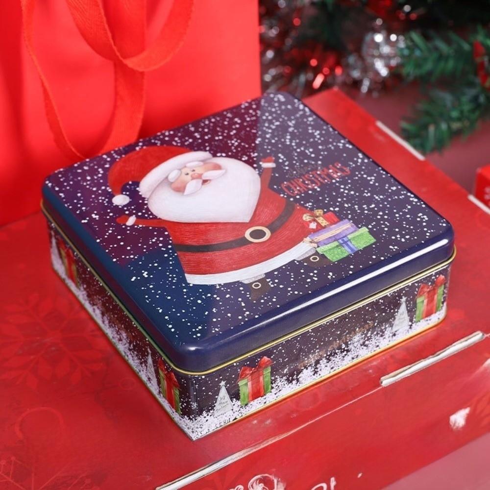 Cute Cartoon Christmas Gift Box Square Party Supplies Christmas Candy Box Christmas Decoration Tinplate Candy Storage Containers