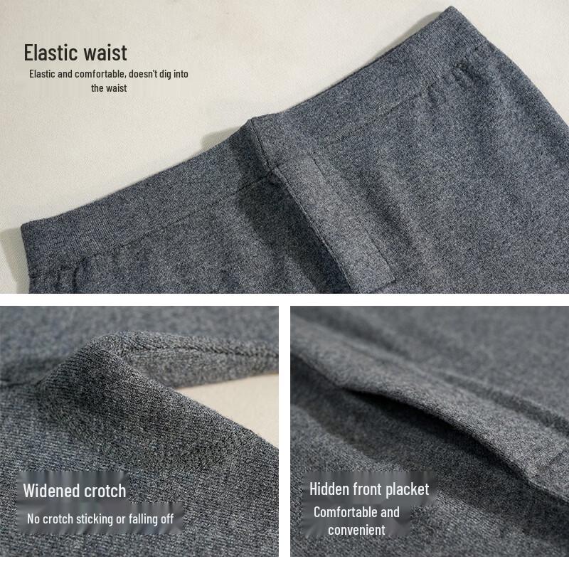 Hengyuanxiang Men's Thickened Wool Thermal Fleece-Lined Trousers