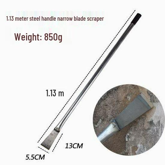 Kompakte Manganstahlschaufel: Schmale Klinge, Verlängerter Holzgriff, Scharfer Flachkopf – Ideal für Eis, Schnee, Zement und Wandreinigung.