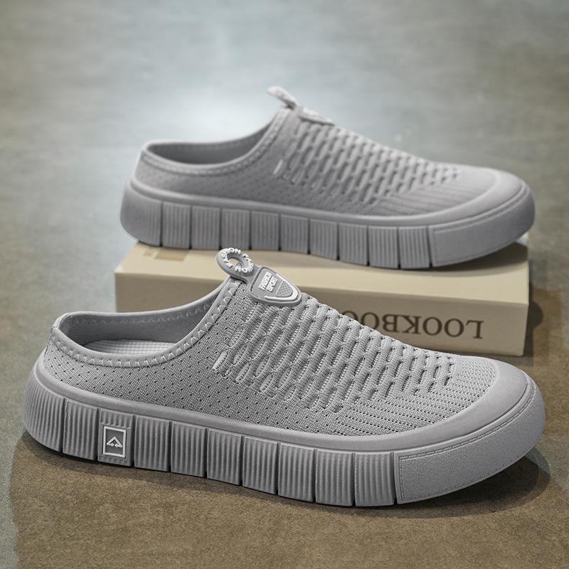 Slip-On Open Back Sandals for Men and Women - Breathable Mesh Summer Slide Shoes with Flat Sole, Lightweight Outdoor Casual Wear