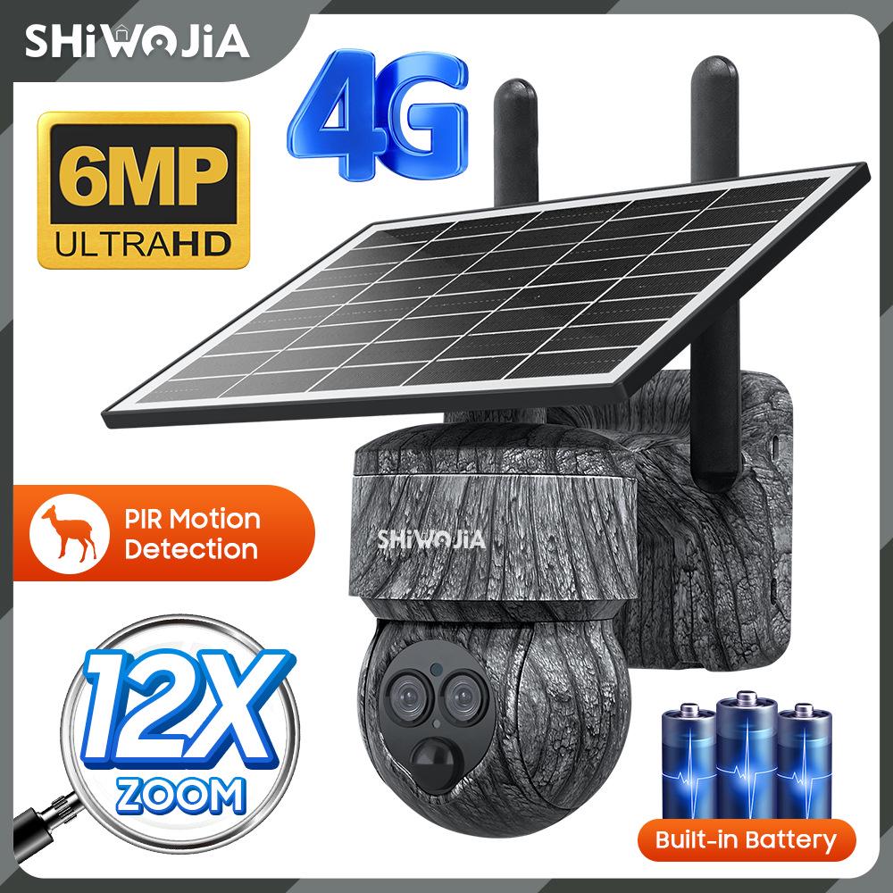 4G Solar-Powered HD 6MP Outdoor Camouflage Camera with 12x Zoom, Night Vision, Waterproof, Off-Grid Monitoring